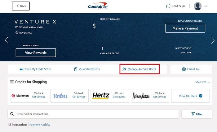 capital one venture x add authorized user